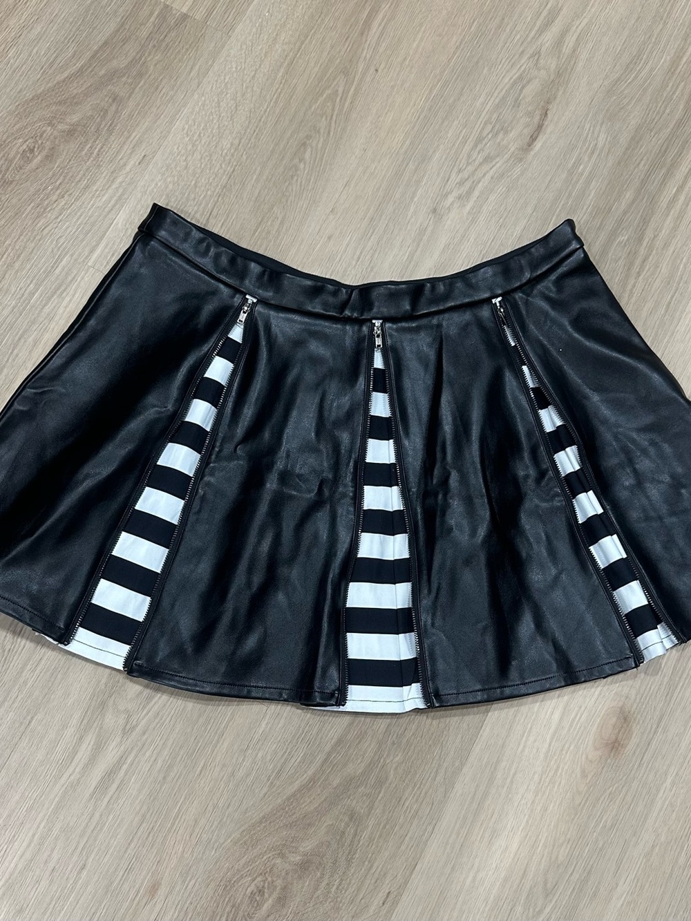 Blackmilk Black Vs Breton Mini Zip Skirt